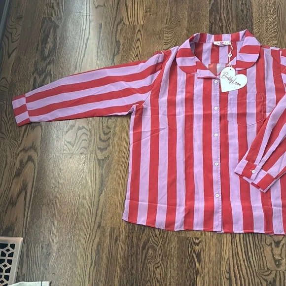 Buddy Love purple and red striped  Pajama Set large - Picture 7 of 13